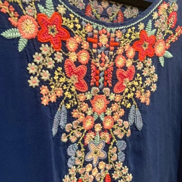 Johnny Was Blue Aubrieta Embroidered Tunic - Picture 3 of 6